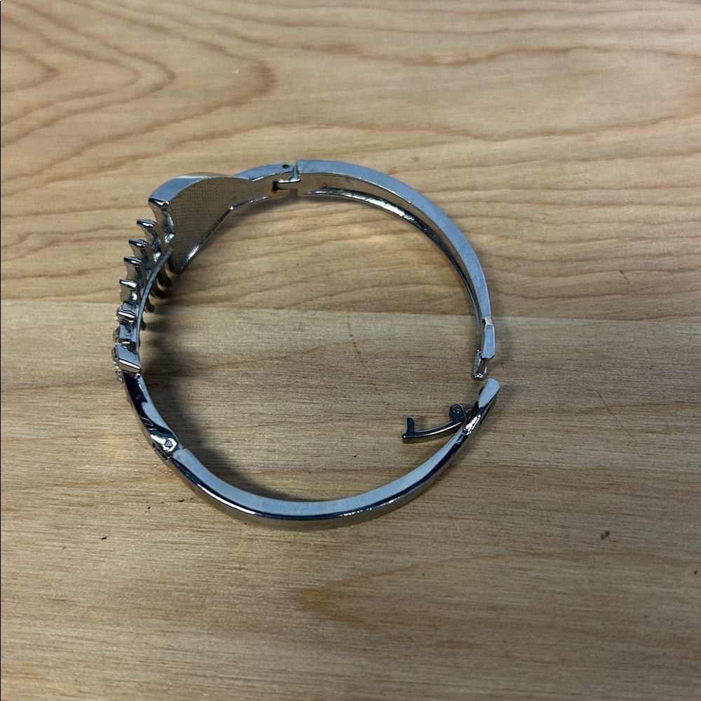 Silver tone Fishbone Crystal Bracelet - Picture 3 of 4